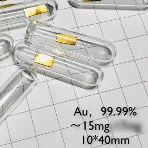 15mg Glass Sealed Pure Gold Sheet, 99.99% High-purity Precious Metal Element Au