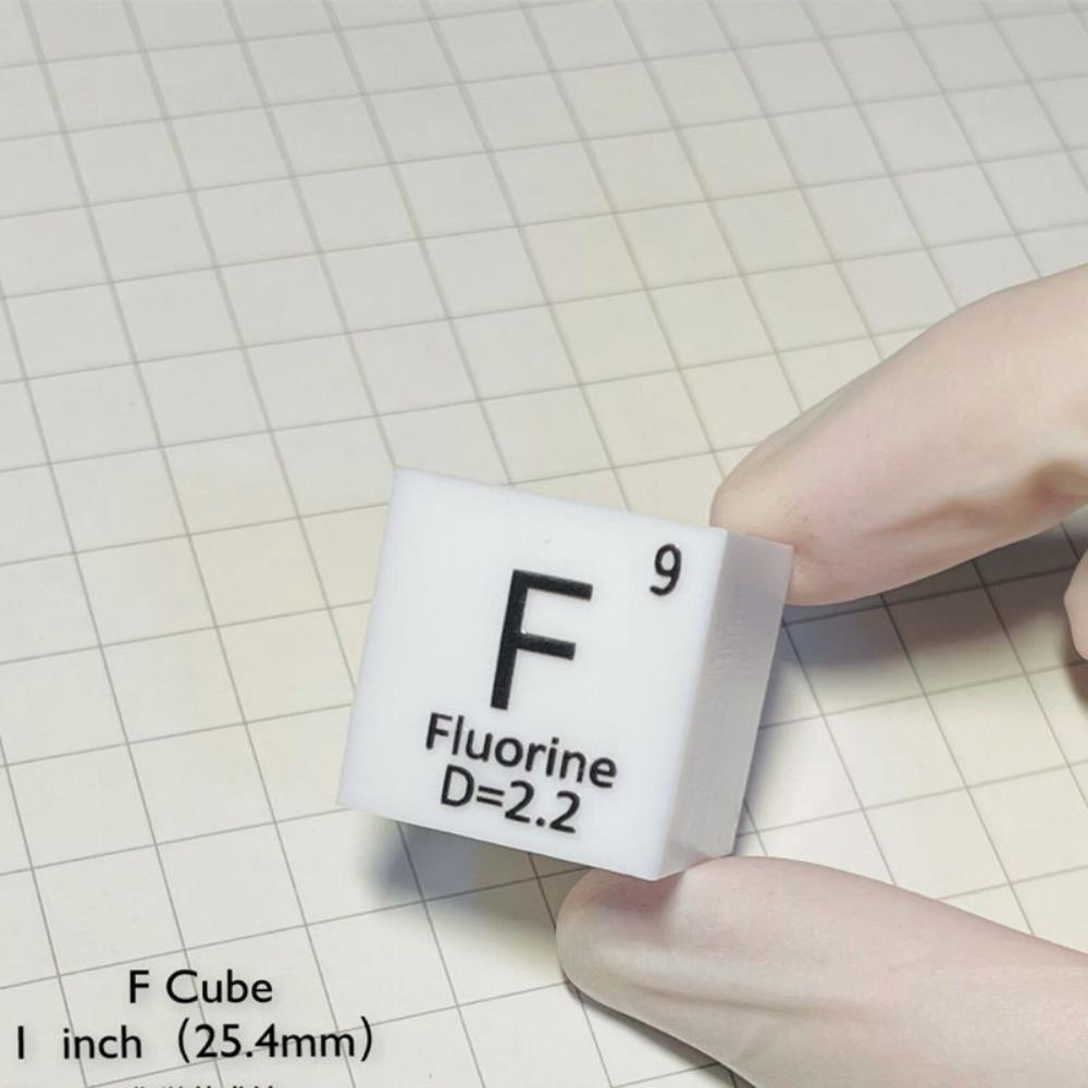 3a4d091492b77f67acda9ff16b91f406045 25.4mm Metal Fluorine Cube, Polytetrafluoroethylene Element F Block