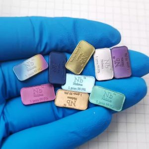 9pcs 1g Color Metallic Niobium Strip, Periodic Phenotype High-purity Nb 99.9%