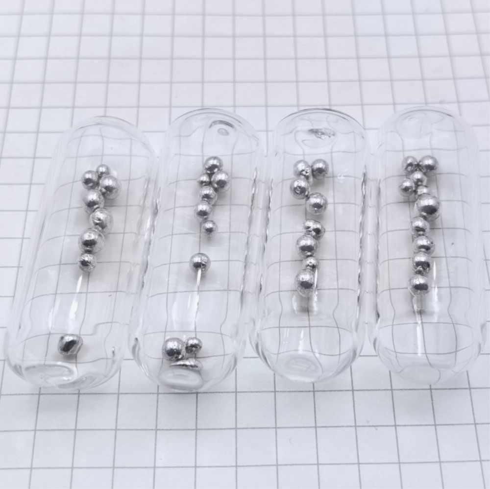838631af54d5b348ecc20c9088c1b5f7ec4 1g Glass Sealed Indium Bead Metal Sample for Element Collection, Hobby Exhibition - Image 4